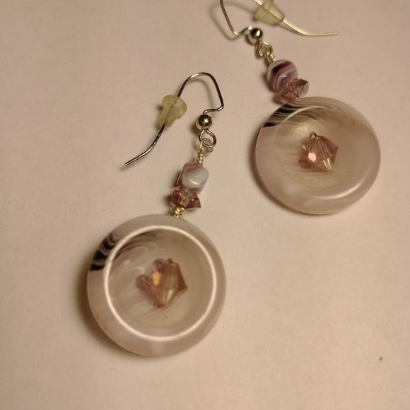 🎈3/$12 Handmade Button earrings! 💜 - Picture 3 of 4